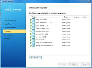 Install MySQL Step 7 - Installation Progress - Complete Downloading