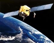 Artist's conception of GPS satellite in orbit