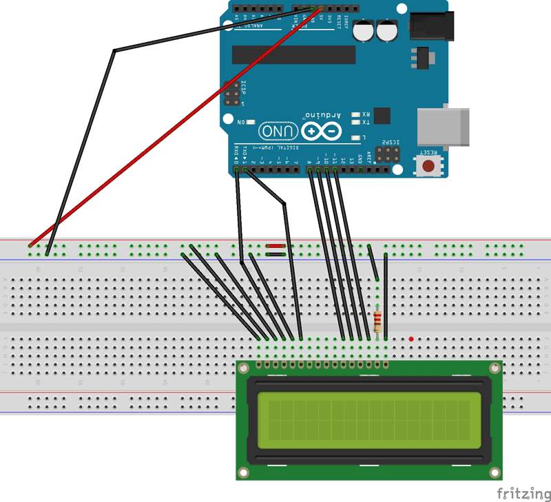 Circuit Diagram for LCD Interfacing with Arduino