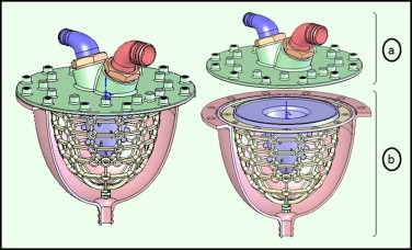 The model consists of two main parts: (a) a valve housing and (b) a ventricular…