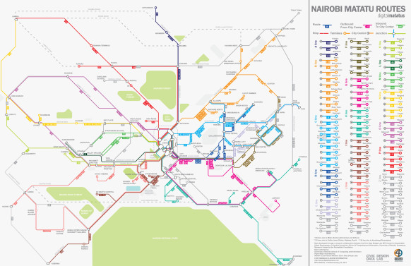 The official Matatu map of Nairobi developed by the project team.